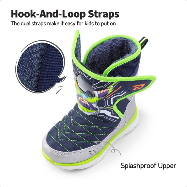 Kids Mid-Calf Lightweight Snow Boots  - NAVY-NEON GREEN - 2